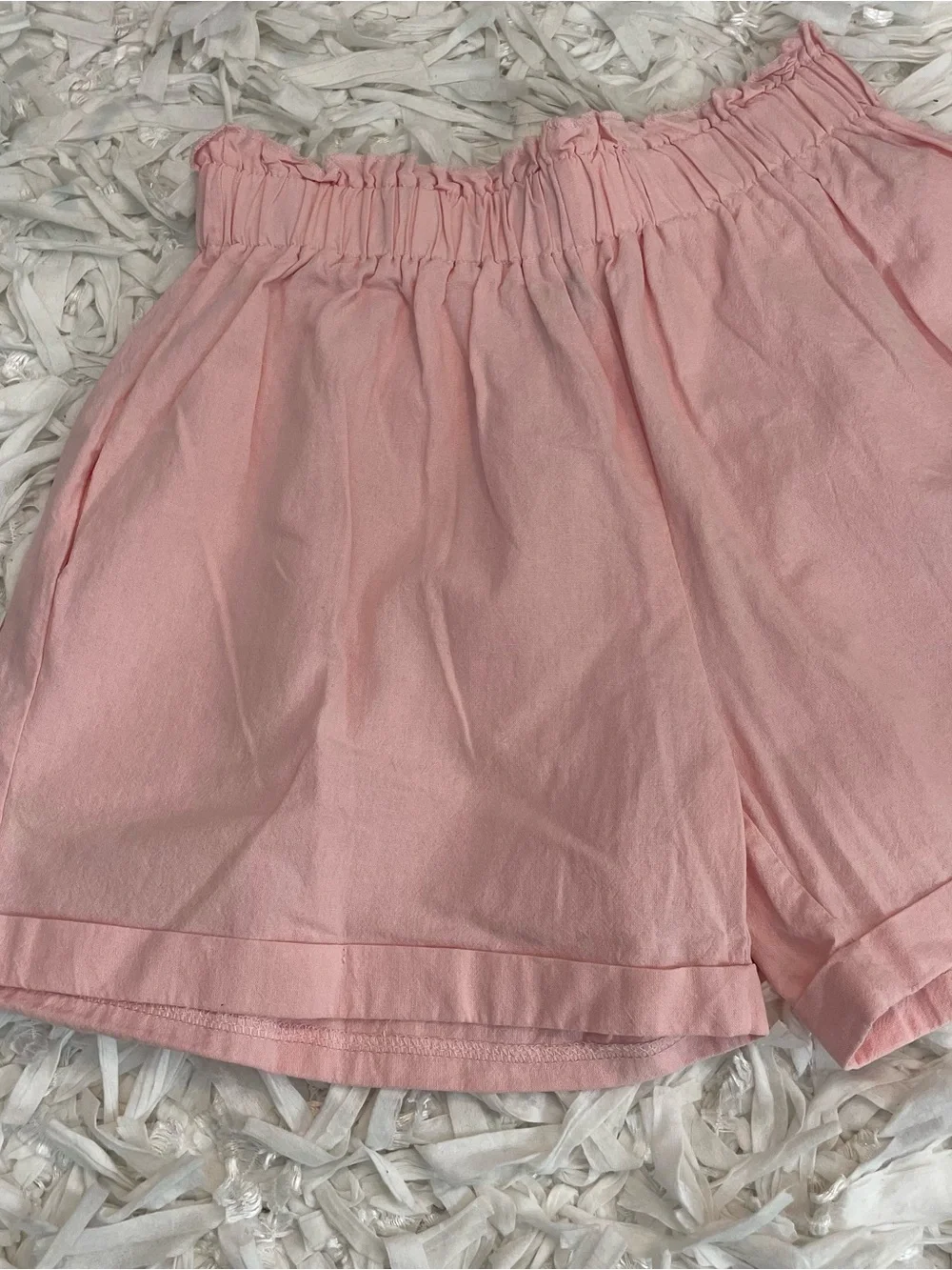 Pink Elastic Waist Summer Shorts